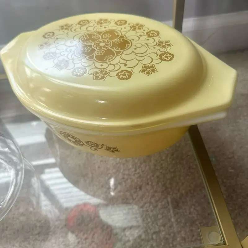 YELLOW KIMCHEE PATTERN WITH LID OVAL BAKING DISH CASSEROLE