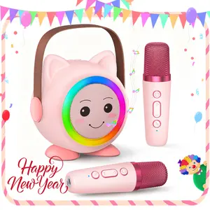 Christmas Portable Wireless Karaoke Speaker with 2 Microphones, HIFI Stereo Sound, Subwoofers, RGB LED Lights, Bluetooth 5.3, TF Card, Outdoor Sports Travel, Birthday Party Audio Device