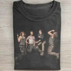 Shinee smpping The Walking Dead Cast Jumping Shirt, Rick Daryl Glenn Maggie Funny Pose Tee, Zombie Series Fan Gift, Survival Horror Tv Show Tshirt