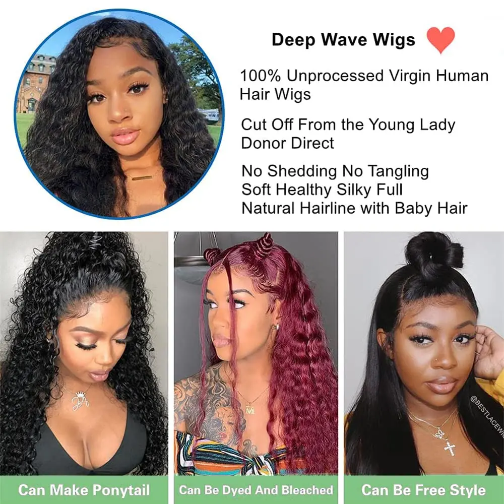 30 Inch Human Hair Lace Front Wig Glueless Deep Wave Bohemian Style Amazon.com : Simeider 30 Inch Deep Wave Lace Front Wigs  main image 2