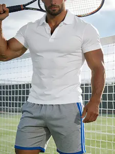 Men's Fashion Breathable Moisture-Wicking Short Sleeve Polo Shirt - Cool & Comfortable Solid Color Regular Fit for Outdoor Sports & Casual Wear Party Seasonal Versatile Holiday Gift Durable Casual Sweatproof