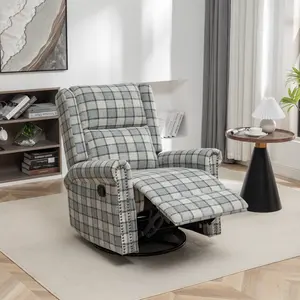 Swivel Rocker Recliner Chair, Manual Rocking Recliner Chair, Wingback Swivel Recliner Chair, Glider 360 Degree Swivel Chair with Padded Seat, Swivel Recliner Chairs for Living Room