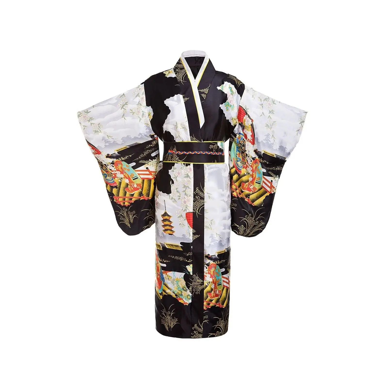THY COLLECTIBLES Women's Soft Traditional Japanese Silk Kimono Robe Gown - Japanese Bathrobes & Dressing Gowns, Stylish Festival Costume, Comfortable Sleepwear Loungewear, Sleeveless Option Available