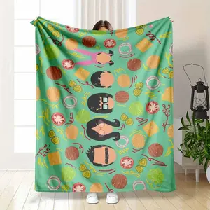 Burger Family Flannel Blanket Cartoon Food Print Soft and Warm Lightweight and Cozy Perfect for Sofa Bed Travel Camping and Makes a Great Gift for Food Lovers and Cartoon Fans