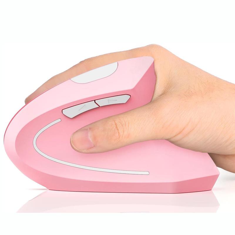 Ergonomic Mouse Wireless, Rechargeable Mouse Silent for Carpal Tunnel Right Hand, 2.4GHz USB Vertical Mouse Wireless for Laptop etc, 3 Adjustable  800/1200/1600 DPI, pink
