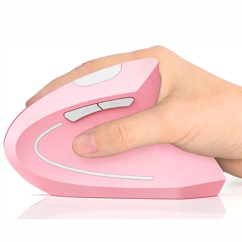 Ergonomic Mouse Wireless, Rechargeable Mouse Silent for Carpal Tunnel Right Hand, 2.4GHz USB Vertical Mouse Wireless for Laptop etc, 3 Adjustable  800/1200/1600 DPI, pink