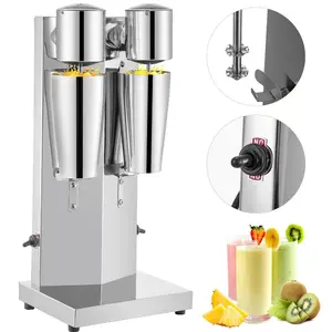 fathersdaygift VEVOR Milkshake Maker Kit, Stainless Steel Electric Milkshake Maker, 180W Milkshake Machine, Double Head Classic Milkshake Maker with 800ml Cup, Silver Milkshake Maker Machine, 2 Speed Adjustable