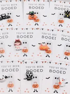 Halloween Pocket Ghosts Set with Cards, Resin Skeletons, Pumpkins & More, Perfect Party Gifts, Includes Invitation Cards