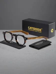 CATERSIDE One Pair With Packaging Unique Retro Thick Frame Round Flat Glasses Frame CP Temple Tips Plastic Frame Simple Punk Street Style Unisex Suitable for Street Photography Music Festival Party Travel Beach Road Trip