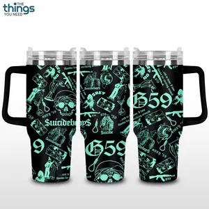 Suicideboys Green G59 20oz - 40oz With Handle Tumbler, Dark Trap Music Stainless Steel Tumbler, Underground Rap Fan Gift, Gothic Aesthetic Drinkware, Perfect Gift For Rap Lovers