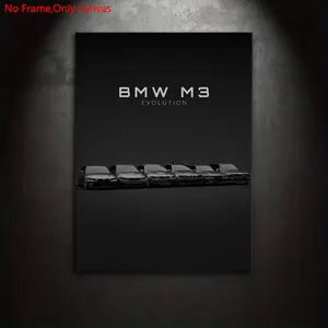1 piece/set of frameless canvas painting print poster, classic minimalist vehicle art, BMW M3 family Evolution, perfect gift for performance car enthusiasts, ideal gift for bedroom, living room, dormitory corridor, mural, wall decoration, room decoration