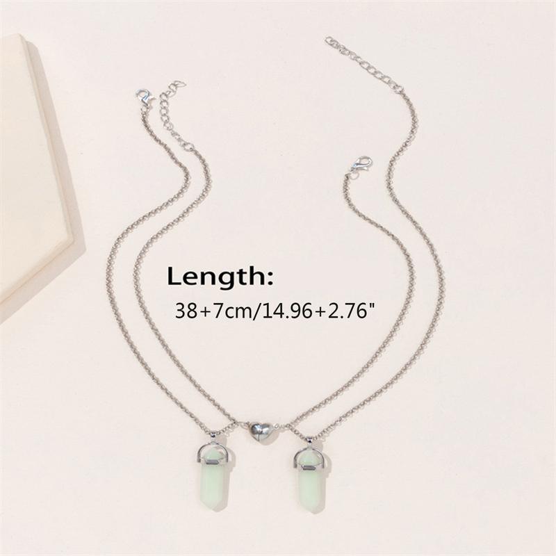 2Pcs/set Luminous Bullet Shape Necklace Hexagonal Pendant Magnet Necklace