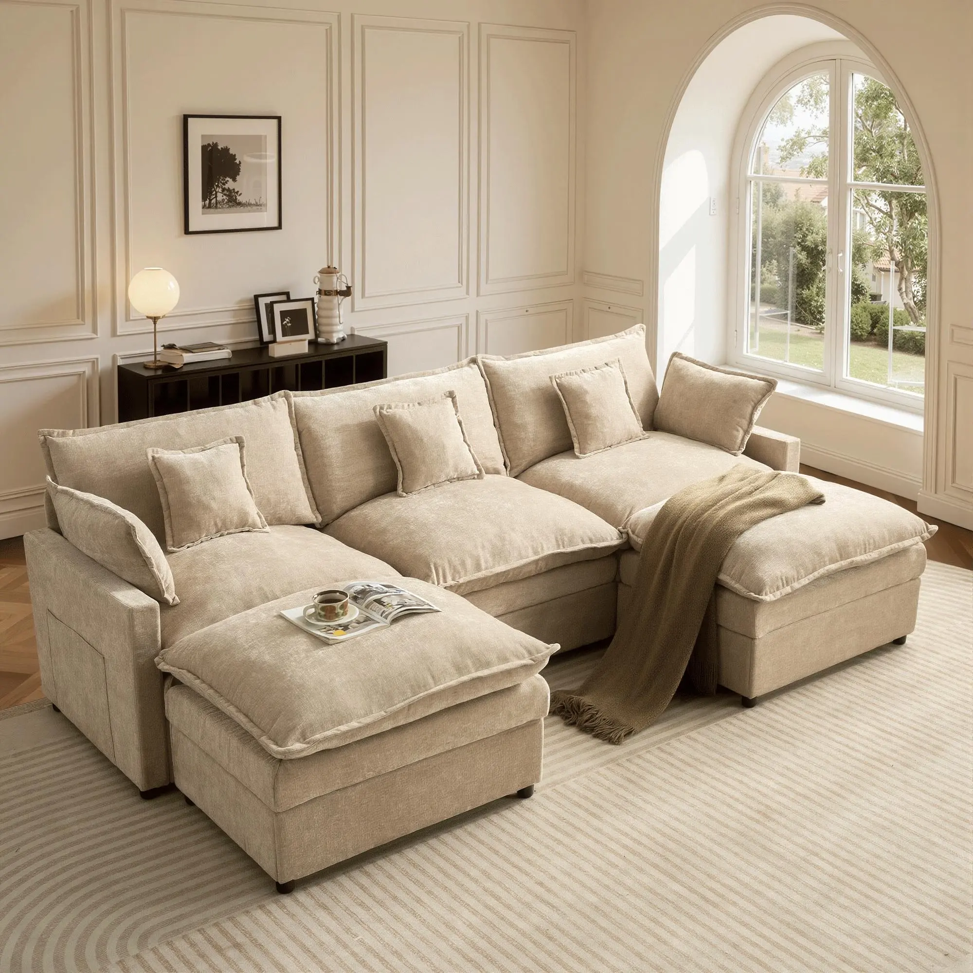 108" Oatmeal Chenille - 3 Seater(2 Packages)