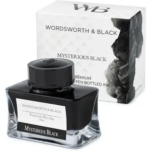 Fountain Pen Ink Bottle (50 ml) Premium Luxury Edition, [Mysterious Black] Bottled Ink for Fountain Pens, Classic Designed Bottle Smooth Flow