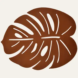Monstera Leaf Cut Out Leather Placemats - Set of 6