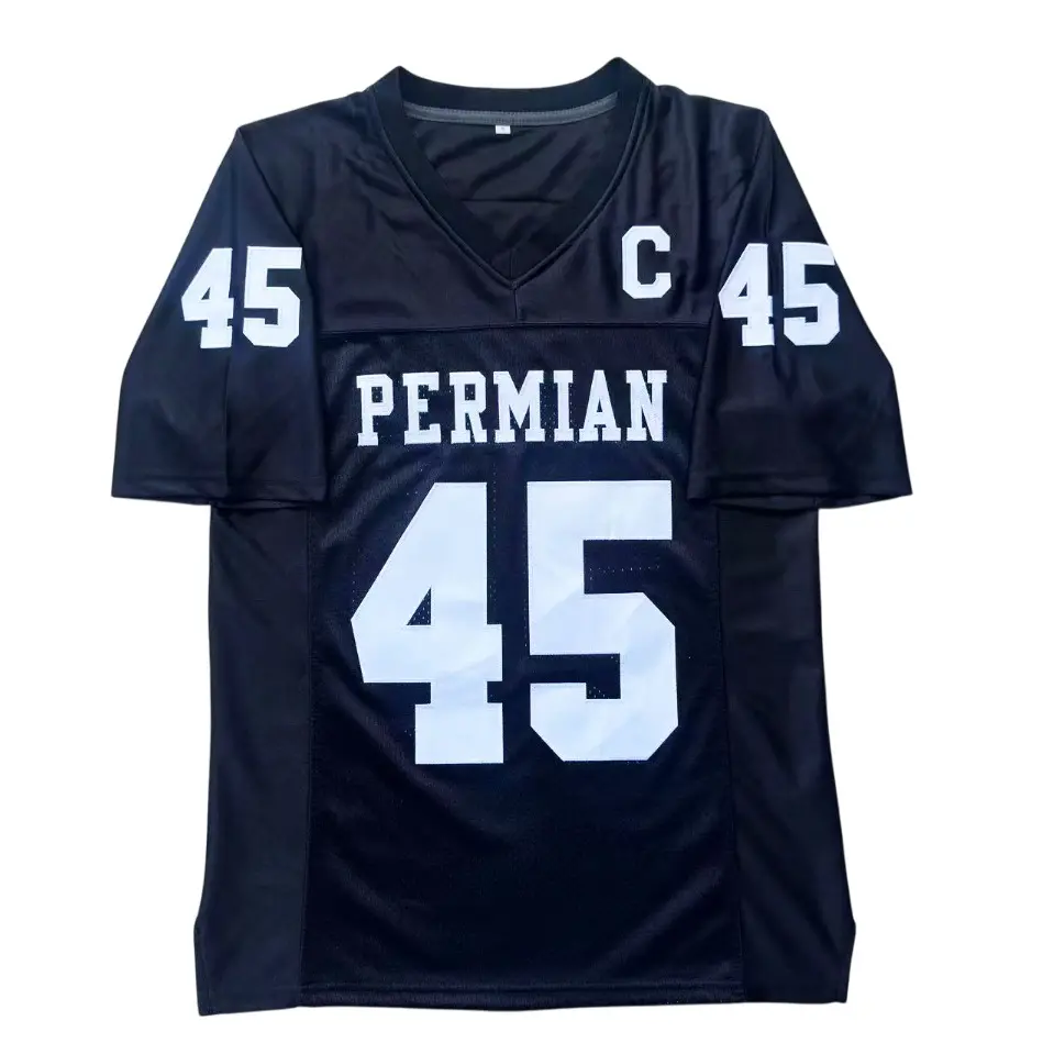 Embroidered Jersey, Permian High School #45 Movie Replica, Black & White Sports Apparel Costume for Football Fans, Sizes S-3XL