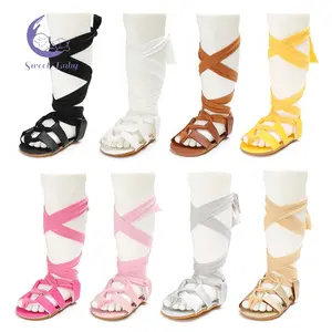 Baby Girls PU Leather Sandals Rubber Sole First Walkers Roman Bandage Beach Sandal Shoes