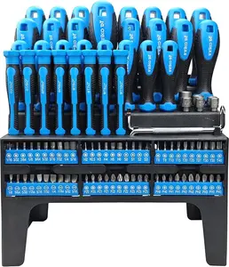 100-Piece Magnetic Screwdriver Set with Plastic Racking, Includes SAE & Metric Hex Keys, Precision Screwdriver and Magnetizer Demagnetizer DIY Tools for Men Tools Gift