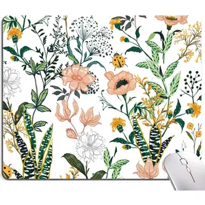 Pad, -Textured  Mat, Non-Slip Rubber Base Mousepad for Laptop, Computer & PC,9.5x7.9 in, Creamy White Floral