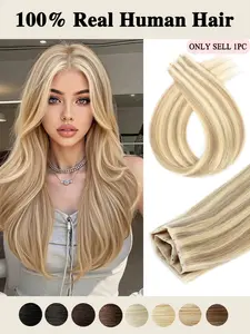 Invisible PU Weft Hair with Hole Human Hair Twin Tabs Injected Long Tape PU Flat Weft Double Inject XO Hole Weft Hair Extensions