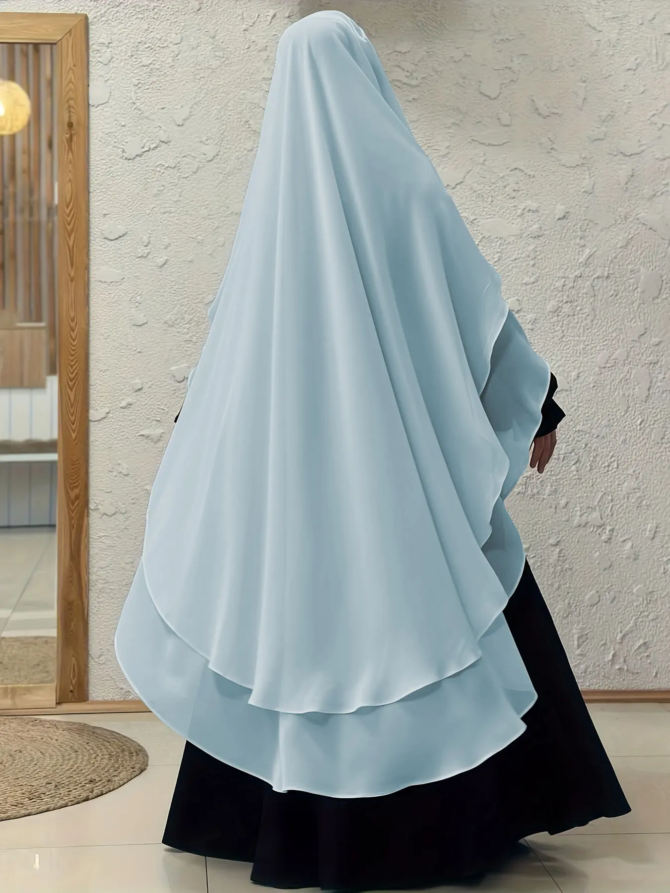 Women's Muslim Chiffon Hijab Khimar Wrap For Muslim, Fitted Design, All-Season Wear, Moderate Fabric Thickness, Modest Style, Modesty, Plain Color Option