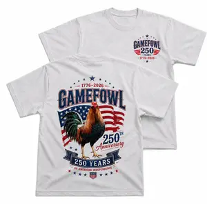 Gamefowl 250 Years Anniversary Shirt, Patriotic Rooster America 1776-2026 Tee, Game Farm Heritage Graphic T-Shirt, American Independence Celebration Apparel, Gamefowl Breeder Gift, Rooster Lover Shirt, Poultry Farm Owner Tee