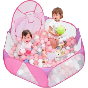 Kids Ball Pit Large Pop Up Childrens Ball Pits Tent for Toddlers Playhouse Baby Crawl Playpen with Basketball Hoop and Zipper Storage Bag, 4 Ft/120CM, Balls Not Included (Pink)