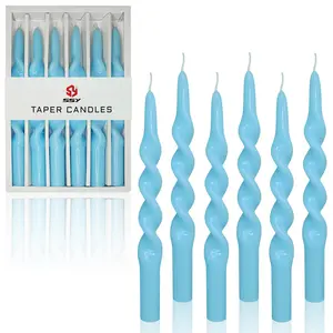 Spiral Taper Candle Twisted Candle 10 Inch Long Tapered Wax Candle Colored Candle Sticks Colorful Twisting Candles for Wedding Home Dinner Party Women Gifts, 6 Pack advent  crown