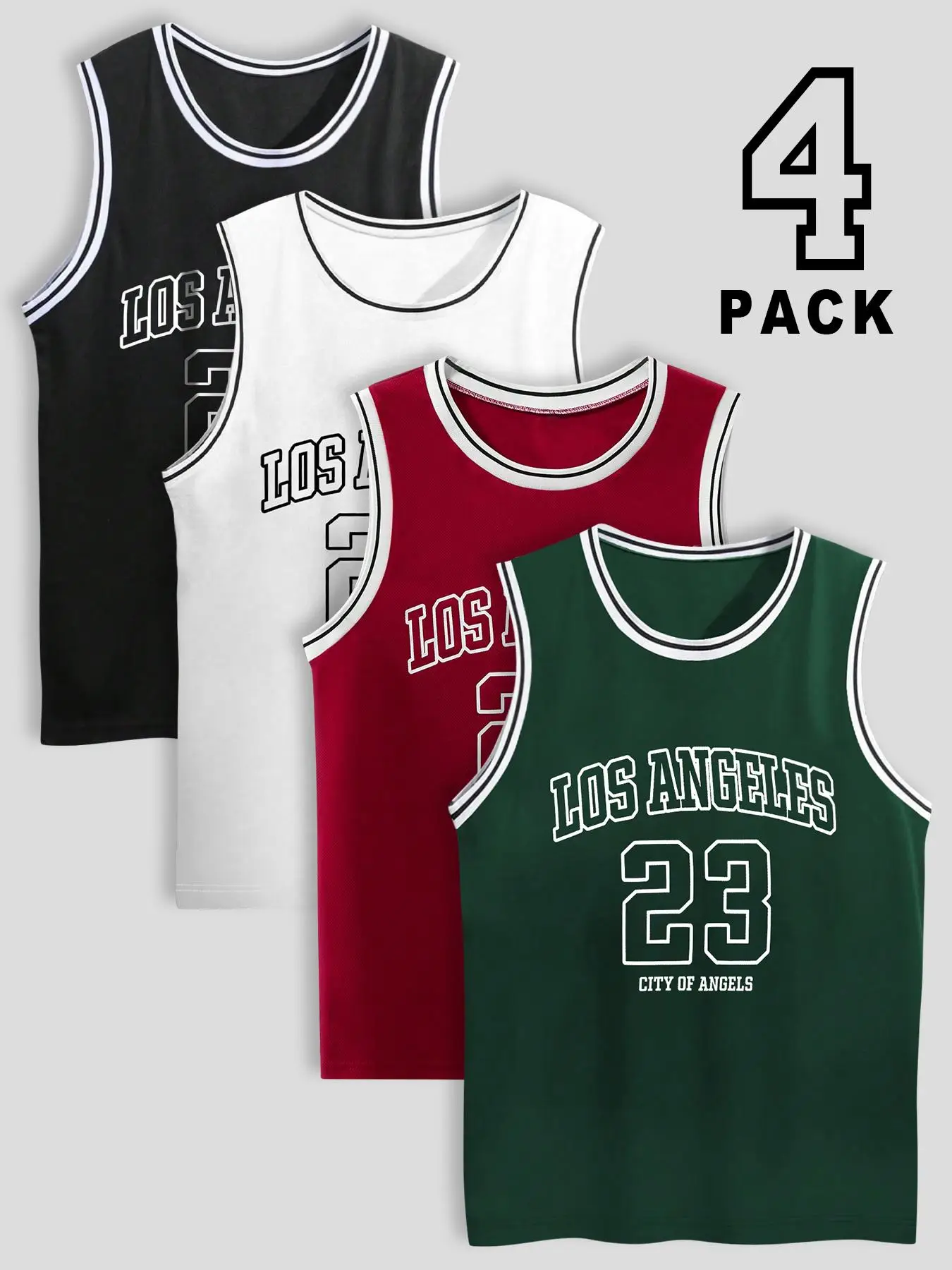 Men's Letter & Number Print Tank Top, Regular Fit Casual Sleeveless Round Neck Top for Summer, Men's Top for Daily Wear, Socks