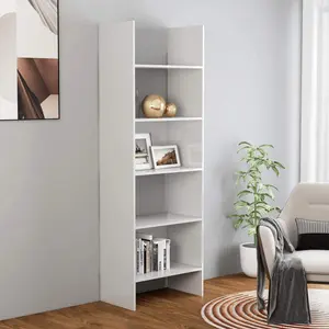 Book Cabinet High Gloss White 23.6"x13.8"x70.9" Engineered Wood