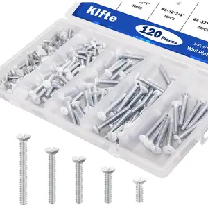 120 pcs Wall Plate Screws, White 6-32 Thread Outlet Screws for Electrical Cover Panel Switch Plate, 5 Length Sizes (3/8", 9/16", 3/4", 1", 1.2")