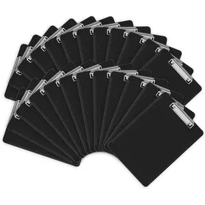 25 Pack Plastic Clipboards, Black, A4 Letter Size, 12.5 x 9 Inch