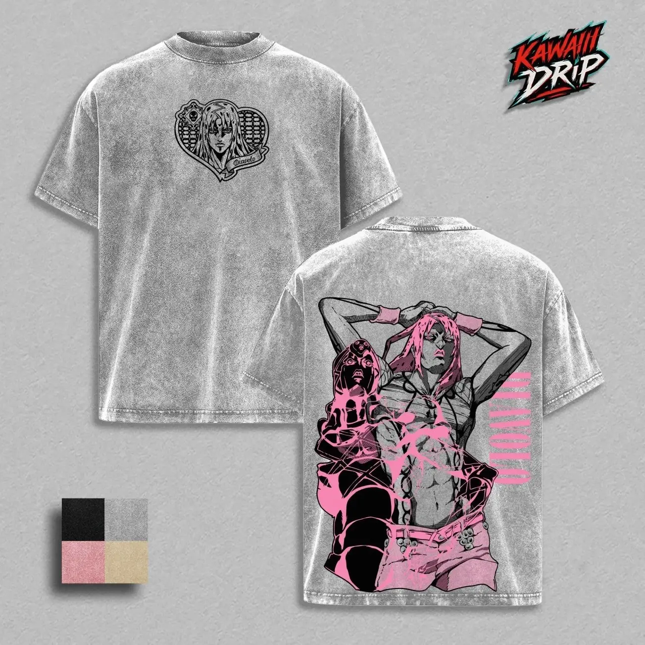 Diavolo Washed T-Shirt & Hoodie | JoJo’s Bizarre Adventure Golden Wind King Crimson Stand Time Erase Anime Manga Graphic Top Double Printed Tee | Menswear Heavy Cotton Unisex Oversize Streetwear Clothing IAR