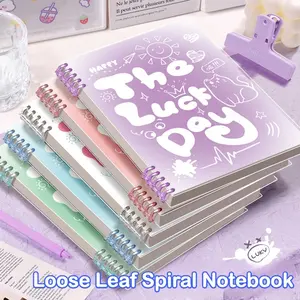 1pc A5/B5 Loose Leaf Spiral Portable Notebook Loose Leaf Notepad | Cute Cartoon Design Refillable Binder Journal | Detachable Ring Binder Study Planner & Diary | Thick Paper Notebook for School, Office & Daily Notes