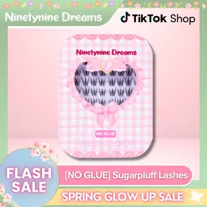 Ninetynine Dreams [NO GLUE] Sugarpluff Self-Adhesive Lashes | 9-13mm C Curl Press-On No Glue Required Lash Clusters - Fluffy Spiky Cat-Eye Anime Manhua Style Beginner-Friendly Reusable Lightweight Daily Eyelashes with Ultra-Thin Self-Stick Jelly Band