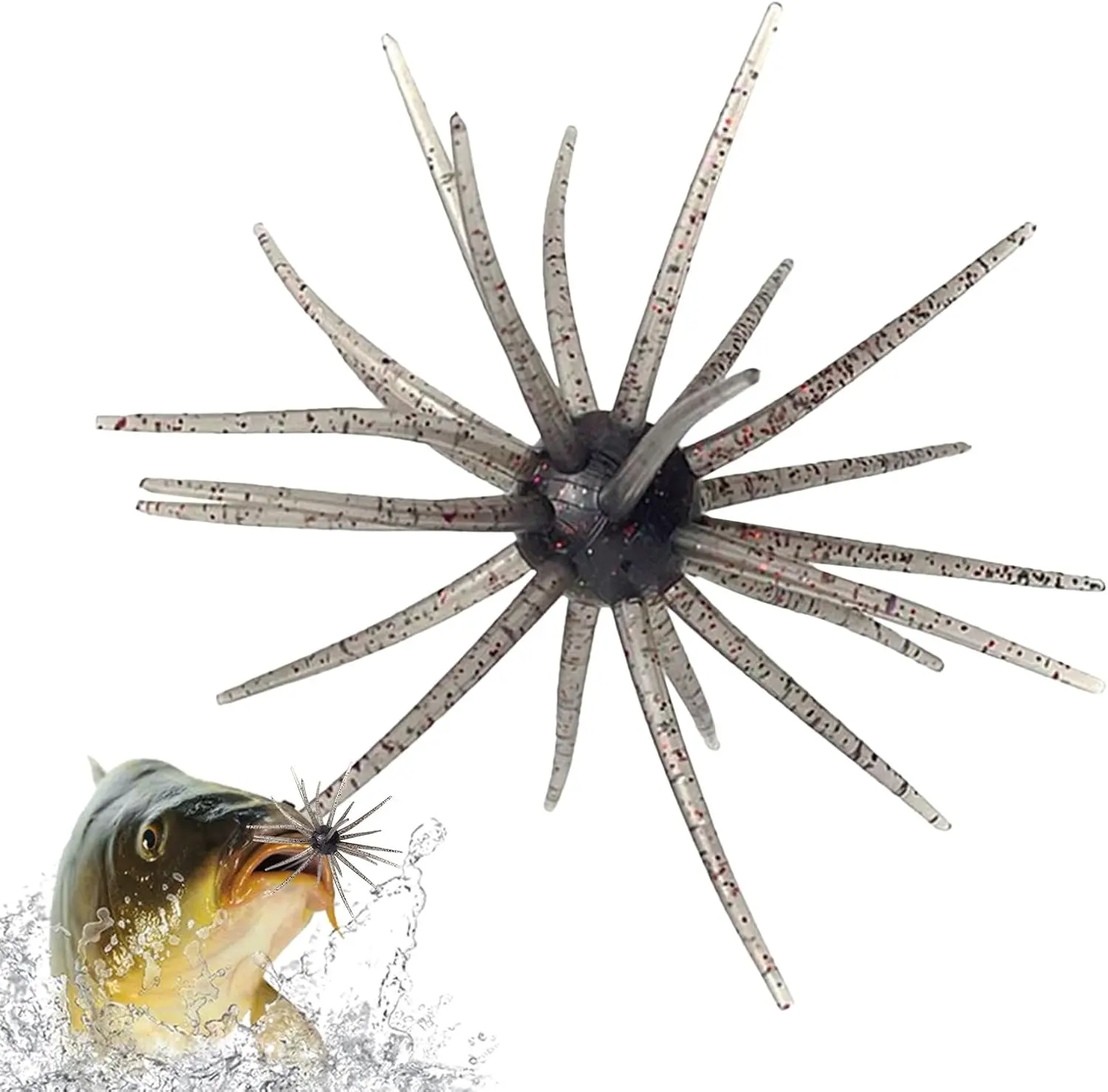 Japanese Style Tentacle Creature Soft Fishing Lures - Simulation Sea Urchin & Worm Baits for Bass Fishing - Slow Sinking Finesse Bait for Wacky Rig, Neko Rig & Drop Shot [4PCS]