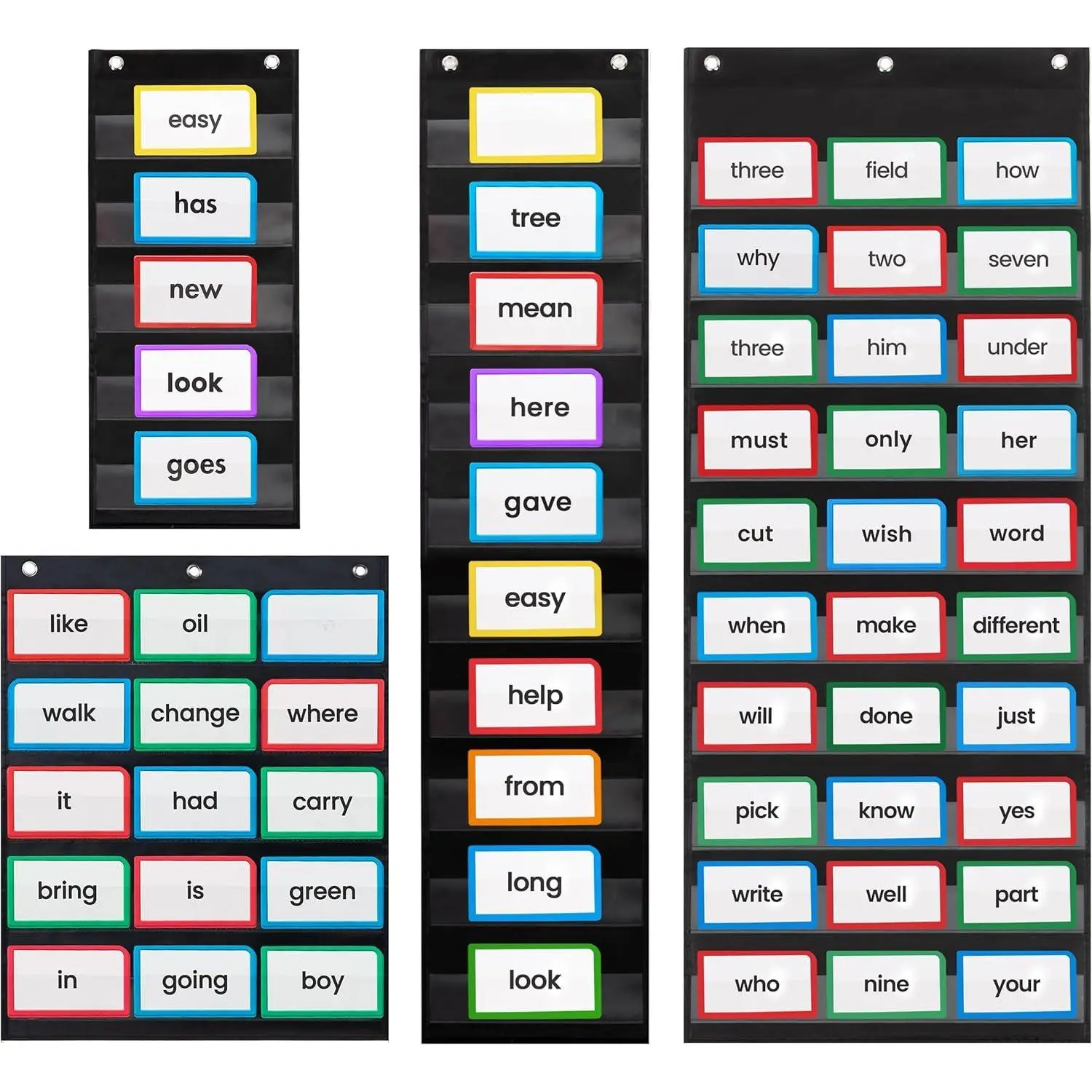- 9"x22", 9"x44", 17"x22", and 17"x44" Pocket Chart, Black - Sturdy Variety Pack Pocket Chart for Classroom for Sentence Strips - Easy to Use & Hang,  Black Pocket Chart