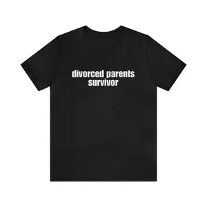 Divorced Parents Survivor - Funny T-Shirts, Gag Gifts, Parody Shirts, Meme Shirts, Trendy Tees, Dark Humor and more