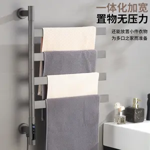 Stainless Steel Smart Electric Towel Rack Rotatable Bathroom No-Drill Drying Heating Bathroom Cross-Border