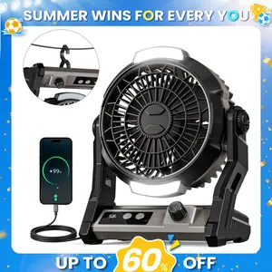 Antarctic Star Camping Fan with 100 Wind Levels, 10000mAh, 7-25H Runtime, Two-Level Night Light & 4 Timer Options – 3-in-1 Design (Desktop/Wall-Mounted/Hanging) – Power Bank Function for Emergency Charging – Portable Rechargeable Fan for Tent, Outdoor tik