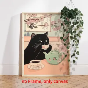 Black Cat in Bathtub Art Print: Funny Zen Japandi Funny Bathroom Poster  Kawaii Cat Bathroom Art, Cat Bathroom Decor, Tropical Bathroom Print
