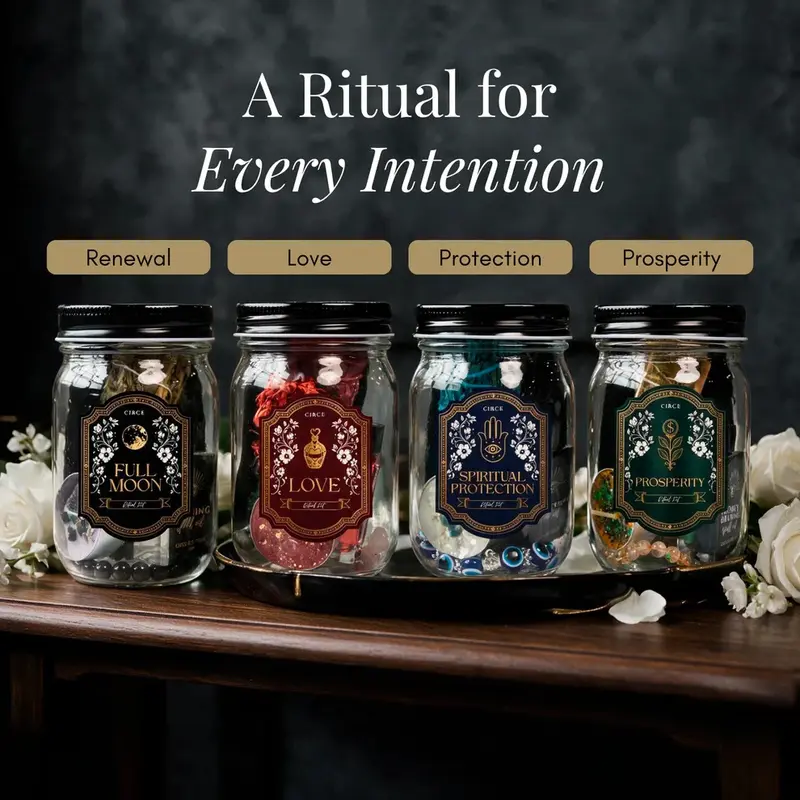 Circe Boutique Ritual Spell Kit for Manifestation | Love, Prosperity, Full Moon & Protection | Smudge Bundle, Spell Oil, Crystal Tealight & Gemstone Bracelet | Beginner Friendly 5-Piece Spiritual Intention Gift Set