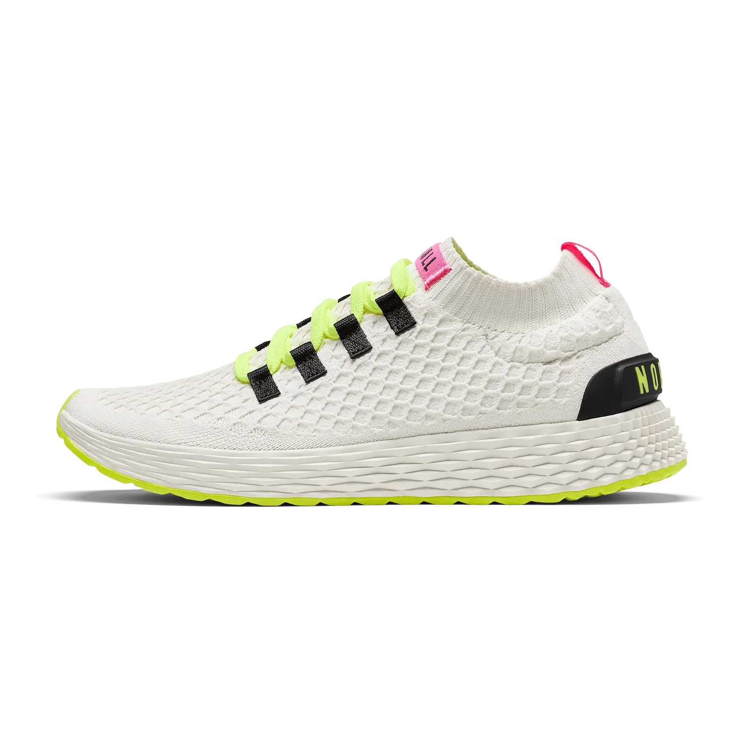 NOBULL Men's Allday Knit Shoe in Classic White Yellow Alert