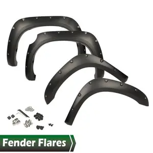 Black Fit For 2007-2013 Toyota Tundra Pocket Rivet Style Fender Flares 4pcs