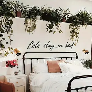 "4pc Let's Stay In Bed"" Metal Wall Art - Rustic Iron Crafted Decor - For Home Decoration - Perfect Housewarming Gift"