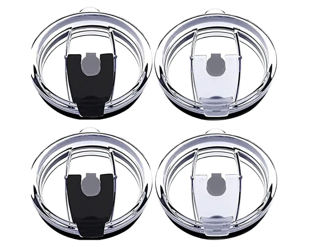 4 Pack 20oz Tumbler Lids Spillproof, Splash Resistant Replacement Lid for Yeti Rambler, RTIC, Ozark Trail, Beast, Juro, Rae Dunn, Atlin, 20 Ounce Stainless Steel Tumblers and Coffee Mugs (Black+White)