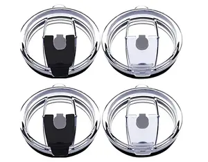 4 Pack 20oz Tumbler Lids Spillproof, Splash Resistant Replacement Lid for Yeti Rambler, RTIC, Ozark Trail, Beast, Juro, Rae Dunn, Atlin, 20 Ounce Stainless Steel Tumblers and Coffee Mugs (Black+White) outdoorfun