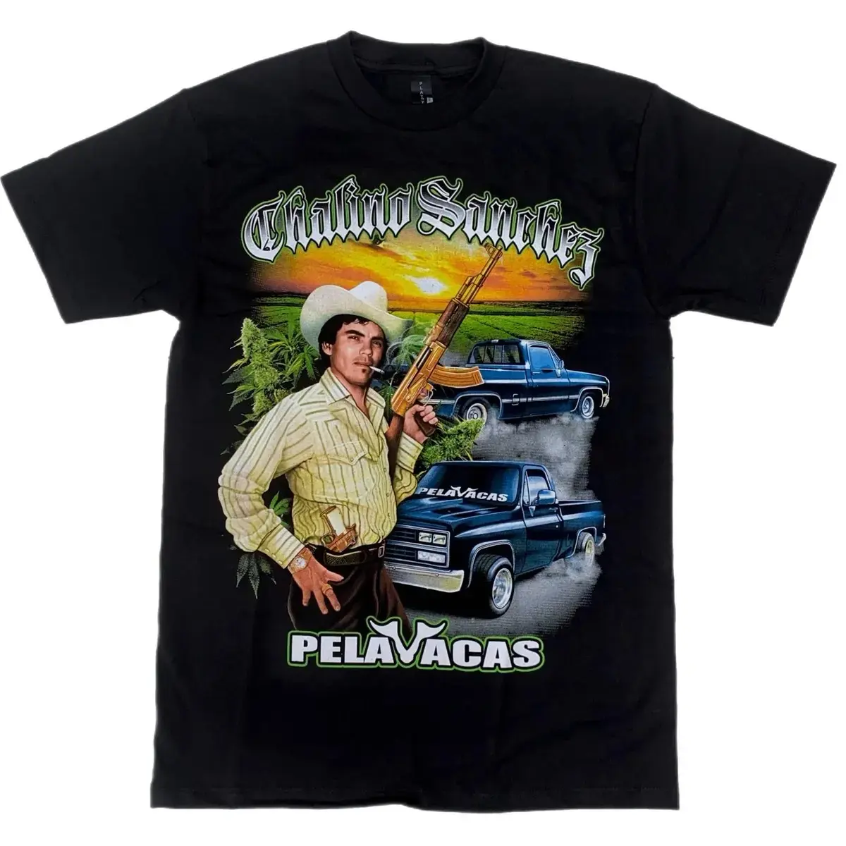 Chalino Sanchez Pelavacas2 Graphic, Men's Short-Sleeve Washed Cotton Sports T-Shirt, Streetwear Sports & Outdoor Top