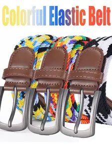 Unisex Elastic Waist Belt, Colorful Woven Design, Multiple Patterns, Golf Sport Casual Belt, Fits Shorts Jeans Pants, Breathable Comfort Durable Fashion, Breathability, Durable Build, Colorful Weave