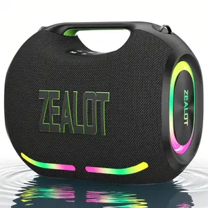 ZEALOT Wireless Bluetooth Speaker, 120W Portable Subwoofer, IPX7 Waterproof for Camping/Home, 24000mAh LongPlaytime, RGB Lights, Dual Carry Modes, DSP EQ/PD Fast Charge/BT5.4, Ideal Gym Speaker.